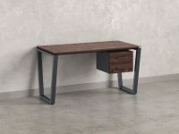 Стол прямой с подвесной тумбой 2 ящика, U-опора 1600x600x750 RM035-16x6 Дуб Апрельский шоколад/Серый