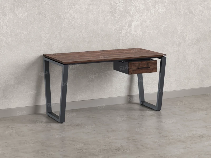 Стол прямой с подвесной тумбой, U-опора 1600x800x750 RM034-16x8 Дуб Апрельский шоколад/Серый