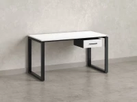 Стол прямой с подвесной тумбой, О-опора 2000x600x750 RM036-20x6 Белый/Черный