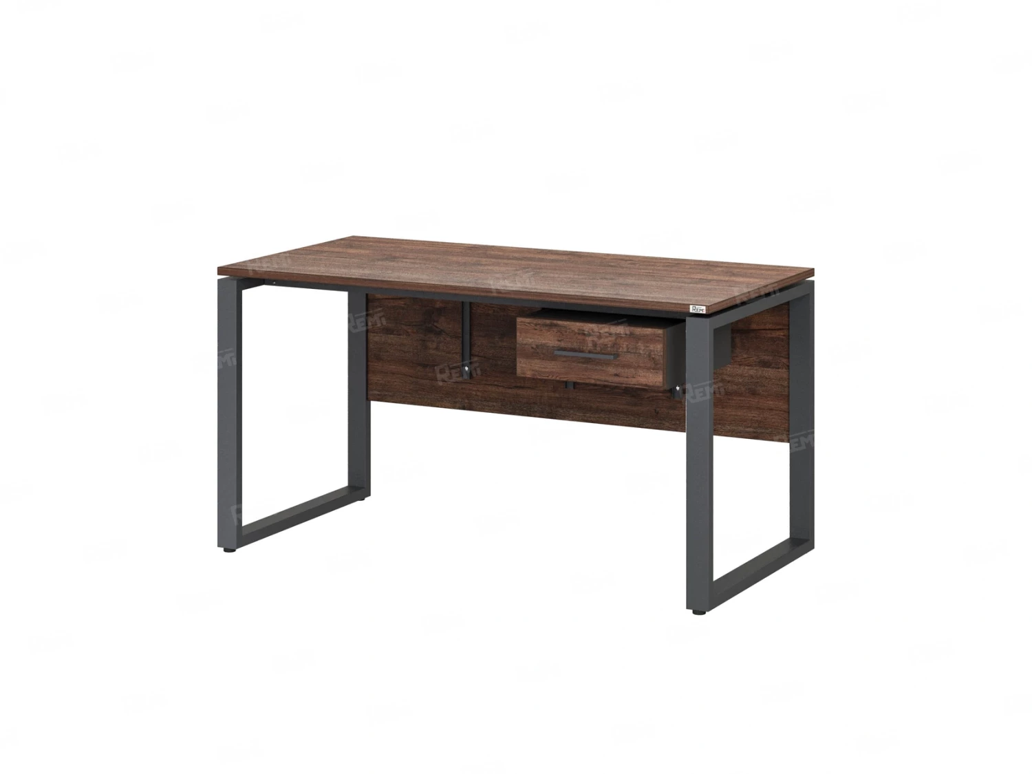 Стол прямой, подвесная тумба, ЛДСП экран, О-опора 1600x800x750 RM032-16x8 Дуб Апрельский шоколад/Серый