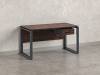 Стол прямой, подвесная тумба, ЛДСП экран, О-опора 1600x800x750 RM032-16x8 Дуб Апрельский шоколад/Серый