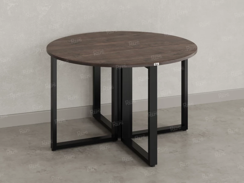 Круглый стол на О-образных опорах 1200x1200x750 RM187-12x12 Дуб Апрельский шоколад/Черный