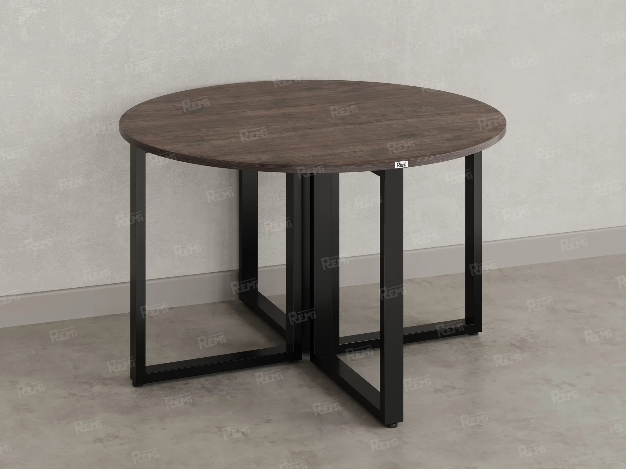 Круглый стол на О-образных опорах 1200x1200x750 RM187-12x12 Дуб Апрельский шоколад/Черный