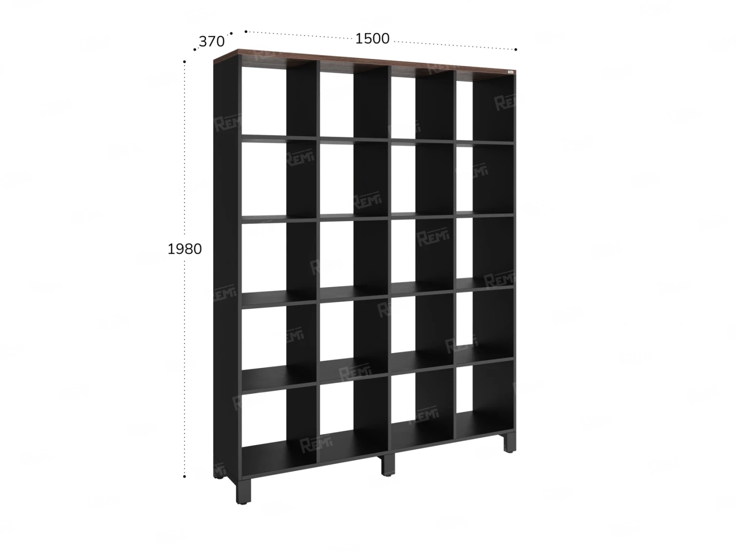 Стеллаж, 20 ячеек 1500х370х1980 RM144-150x37 Дуб Апрельский шоколад/Черный