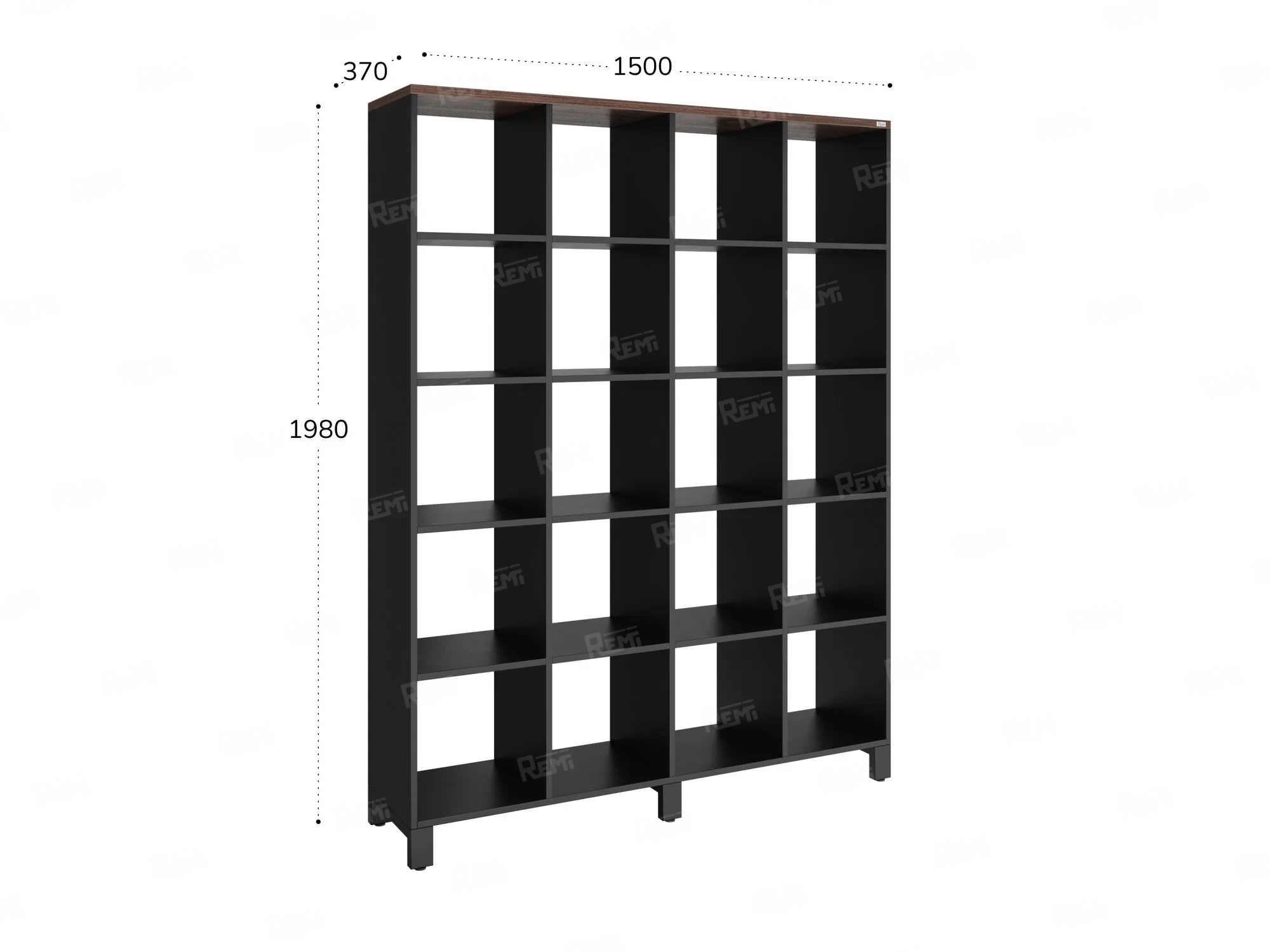 Стеллаж, 20 ячеек 1500х370х1980 RM144-150x37 Дуб Апрельский шоколад/Черный