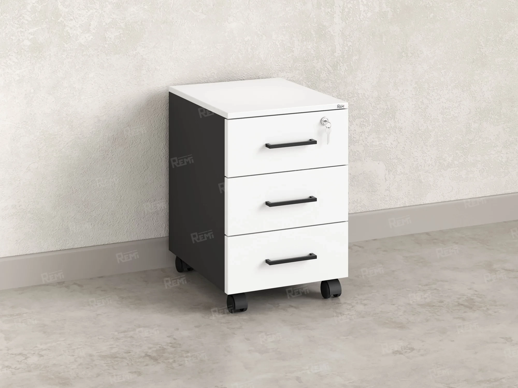 Тумба мобильная, 3 ящика 400x500x600 RM120-40x50 Белый/Черный