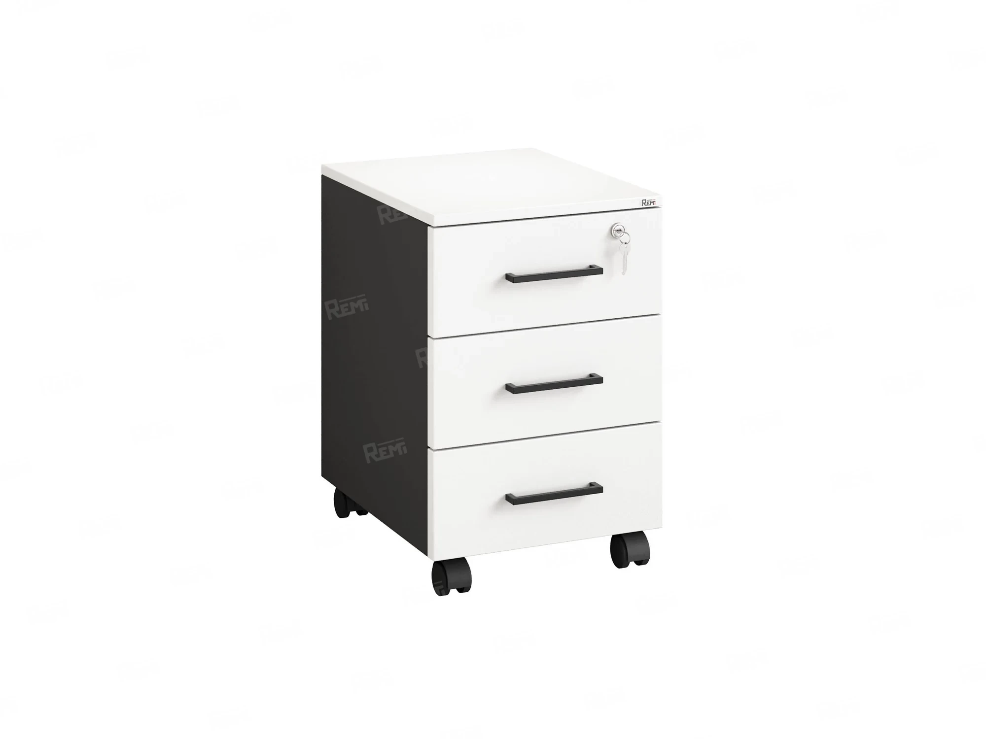 Тумба мобильная, 3 ящика 400x500x600 RM120-40x50 Белый/Черный