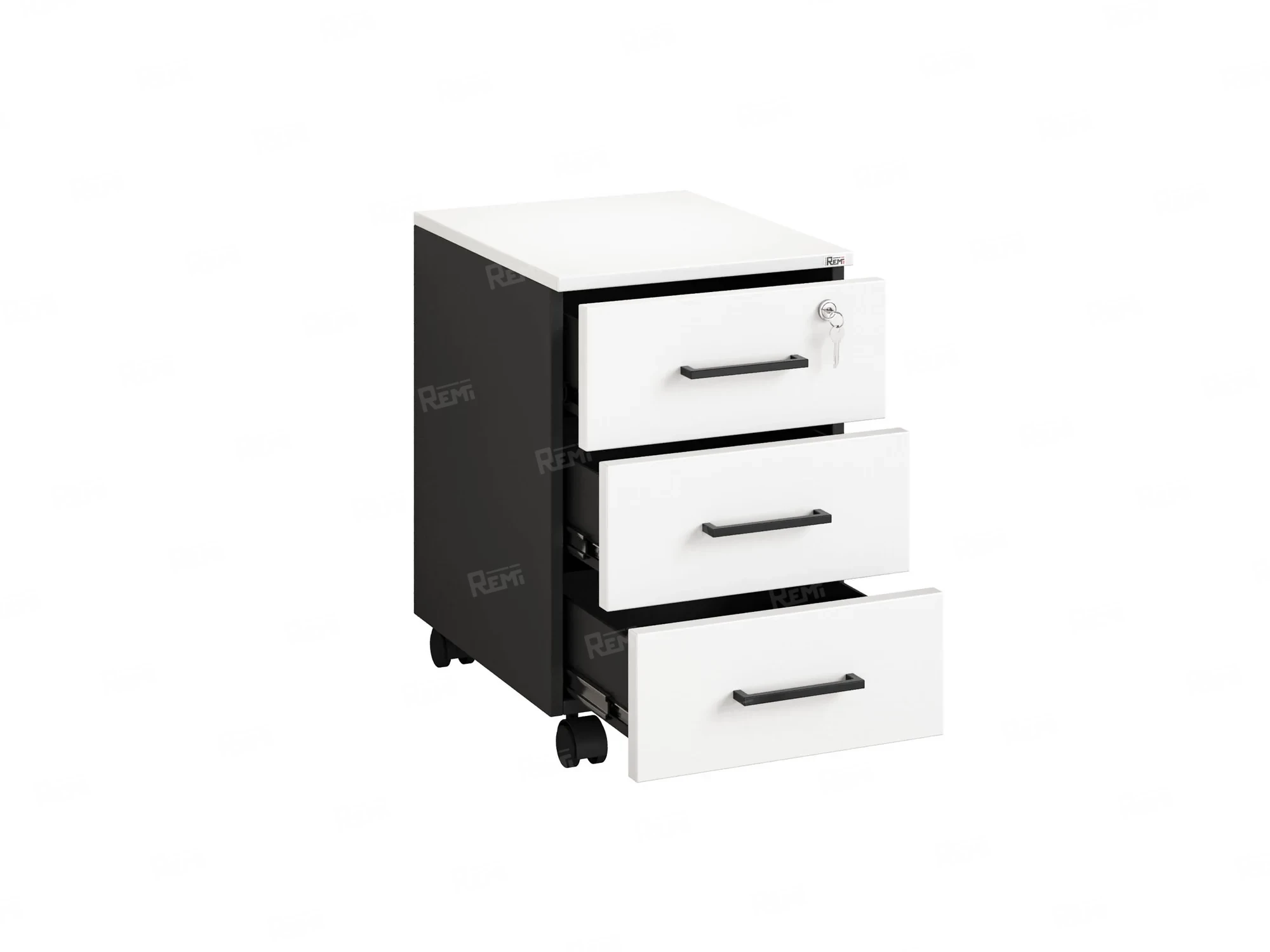 Тумба мобильная, 3 ящика 400x500x600 RM120-40x50 Белый/Черный