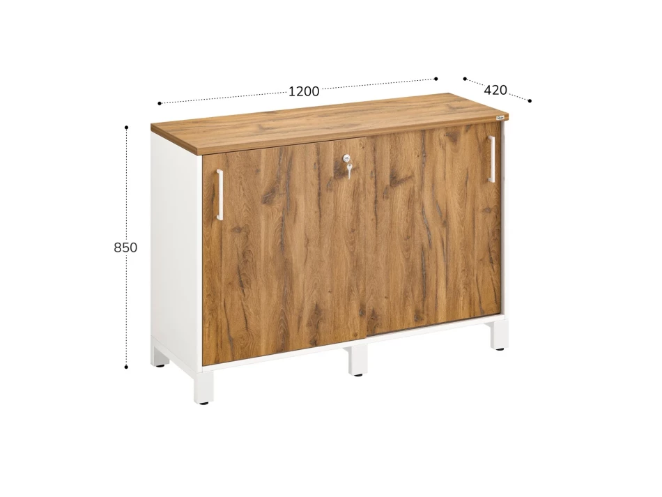 Низкий шкаф-купе 1200x420x850 RM124-120x42 Дуб Юстус/Белый