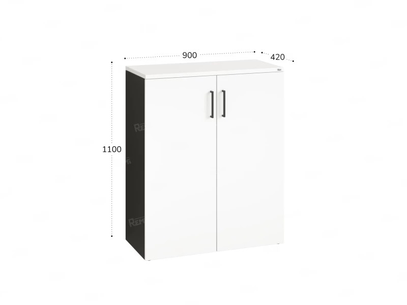 Шкаф распашной, регулируемые опоры, 3 уровня 900x420x1100 RM150-90x42 Белый/Черный
