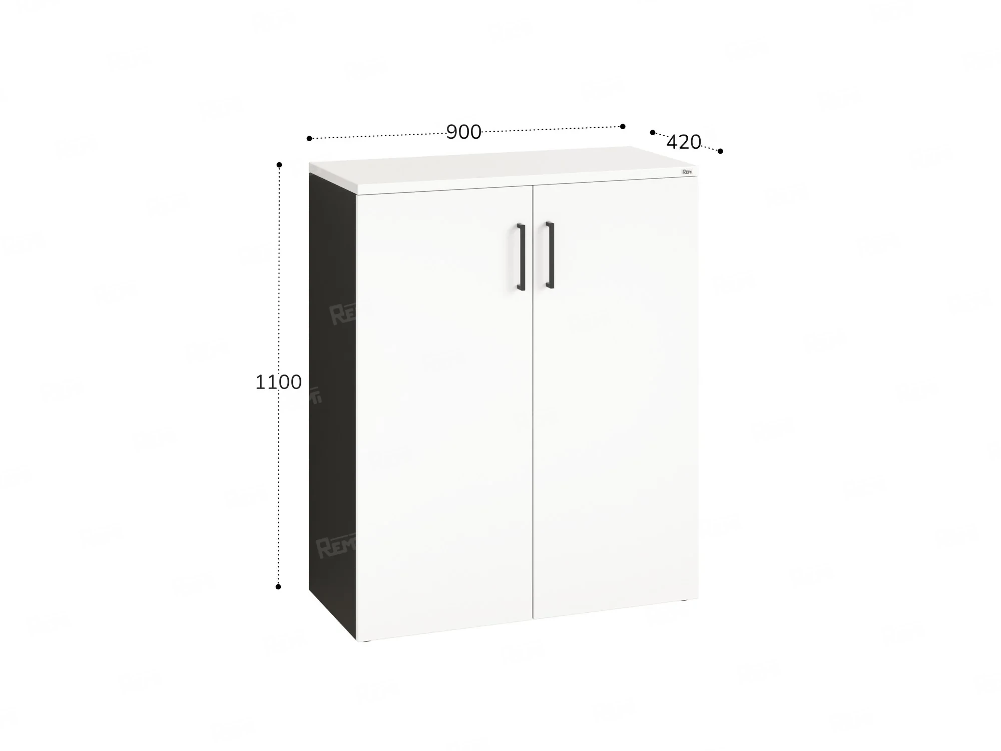Шкаф распашной, регулируемые опоры, 3 уровня 900x420x1100 RM150-90x42 Белый/Черный