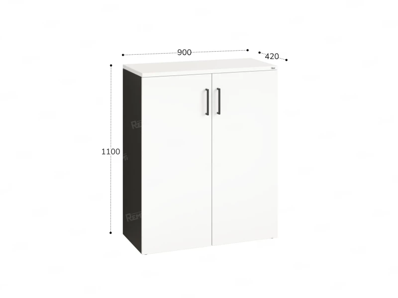 Шкаф распашной, регулируемые опоры, 3 уровня 900x420x1100 RM150-90x42 Белый/Черный