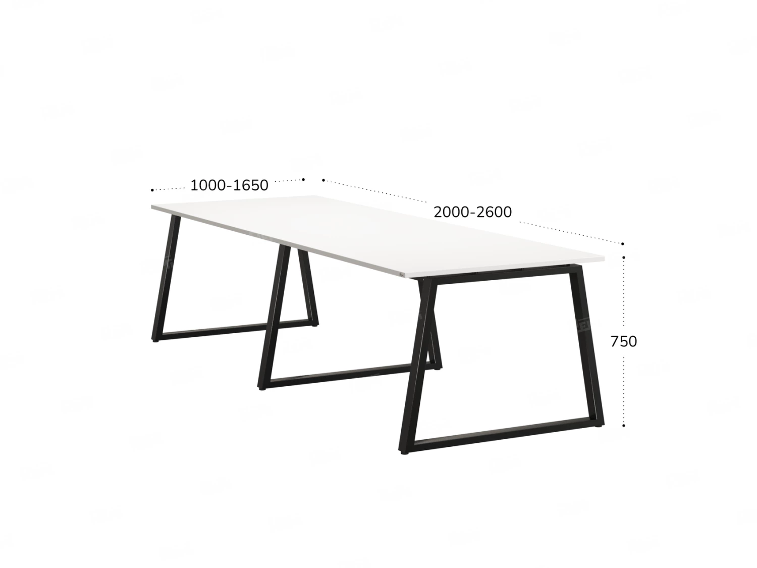 Cтол для переговоров, на A-обазном каркасе 2200x1000x750 RM083-220x100 Белый/Черный