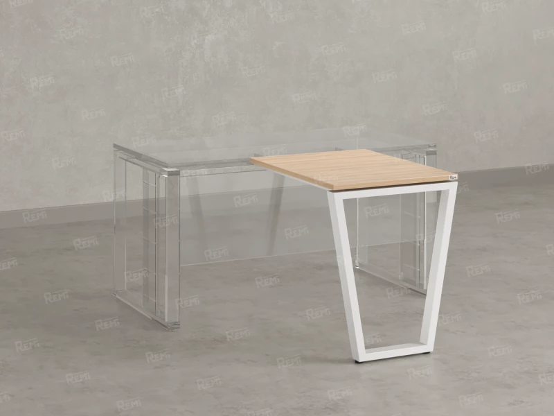 Брифинг прямой, с парящей столешнецей, на U-образном каркасе 1700x600x750 RM074-17x6 Вяз Швейцарский светлый/Белый