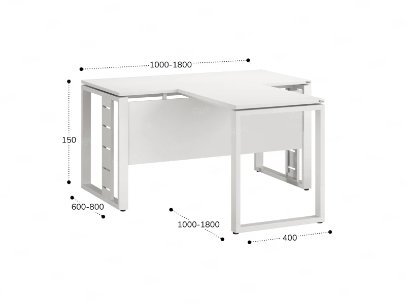 Стол с брифингом с парящей столешницей на О-образных опорах с экраном ЛДСП RM045-14x7 1400x2100x750 Белый/Белый