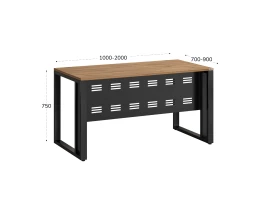 Стол прямой на О-образных опорах с металлическим экраном 1200x900x750 RM042-12x9 Юстус/Черный