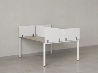 Бенч-система, 2 рабочих места, на П-образных опорах, 5 тканевых экрана 1400x1400x750 RM165-3-14x14 Дуб Маувелла/Белый