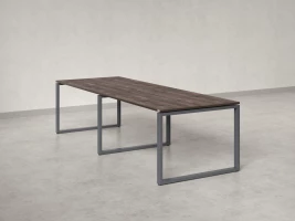 Cтол для переговоров, на О-обазном каркасе 2200x1400x750 RM081-220x140 Дуб Апрельский шоколад/Серый