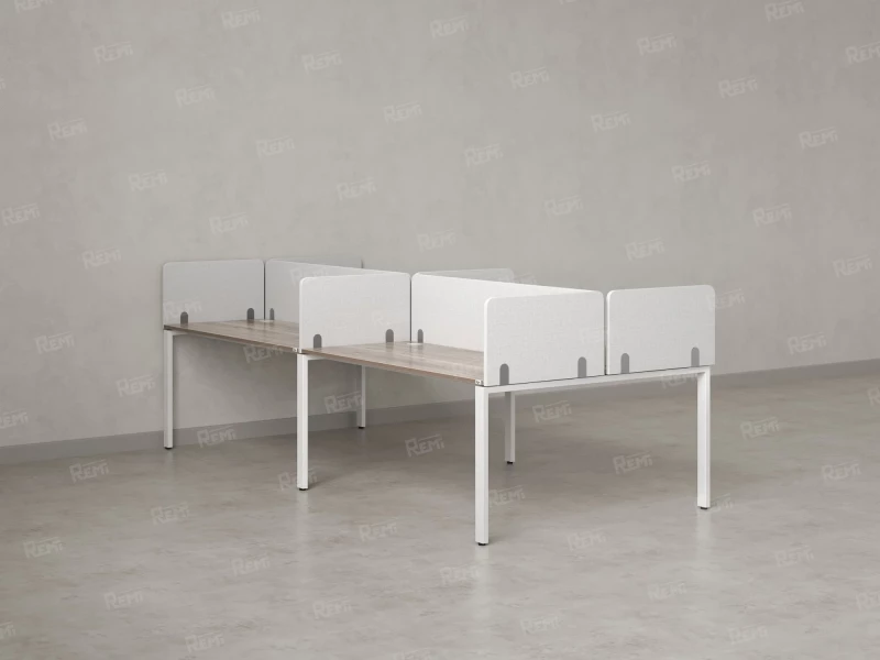 Бенч-система, 4 рабочих места, на П-образных опорах, 8 тканевых экранов 3600x1200x750 RM166-1-18x12 Дуб Маувелла/Белый