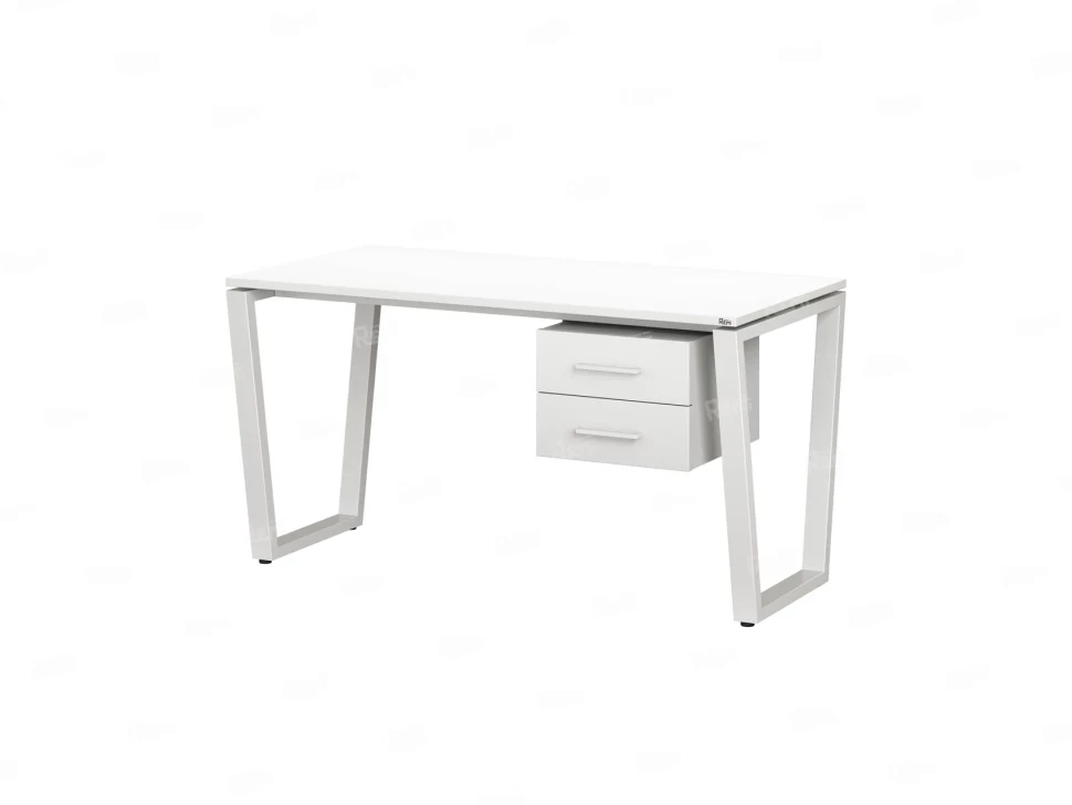 Стол прямой с подвесной тумбой 2 ящика, U-опора 1800x600x750 RM035-18x6 Белый/Белый