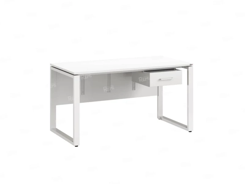 Стол прямой, подвесная тумба, ЛДСП экран, О-опора 1800x700x750 RM032-18x7 Белый/Белый