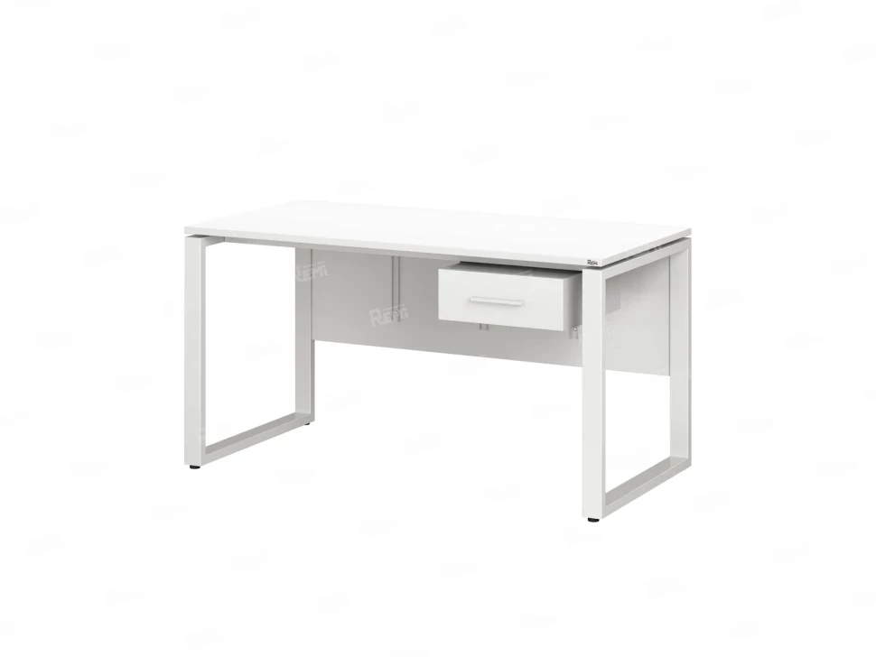 Стол прямой, подвесная тумба, ЛДСП экран, О-опора 1800x700x750 RM032-18x7 Белый/Белый