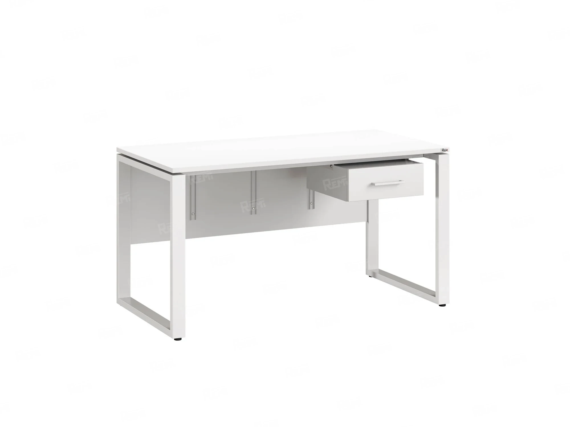 Стол прямой, подвесная тумба, ЛДСП экран, О-опора 1800x700x750 RM032-18x7 Белый/Белый