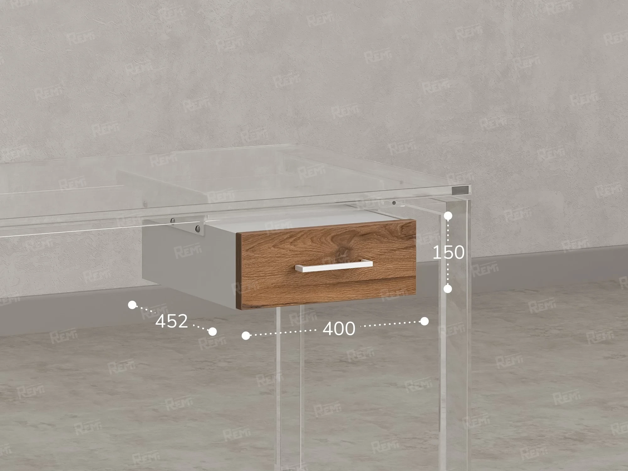 Тумба подвесная, один ящик 400x452x150 RM200-16х7 Юстус/Белый