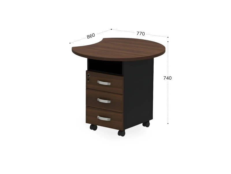BRL RB088-77х86R Тумба приставная правая 770х860х740 Орех Вармия/Черный