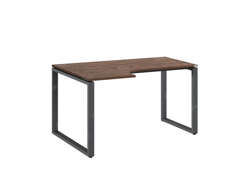 Стол угловой, О-опора, левый 1600x700/900x750, RM055-16x7-9 Дуб Апрельский шоколад/Серый