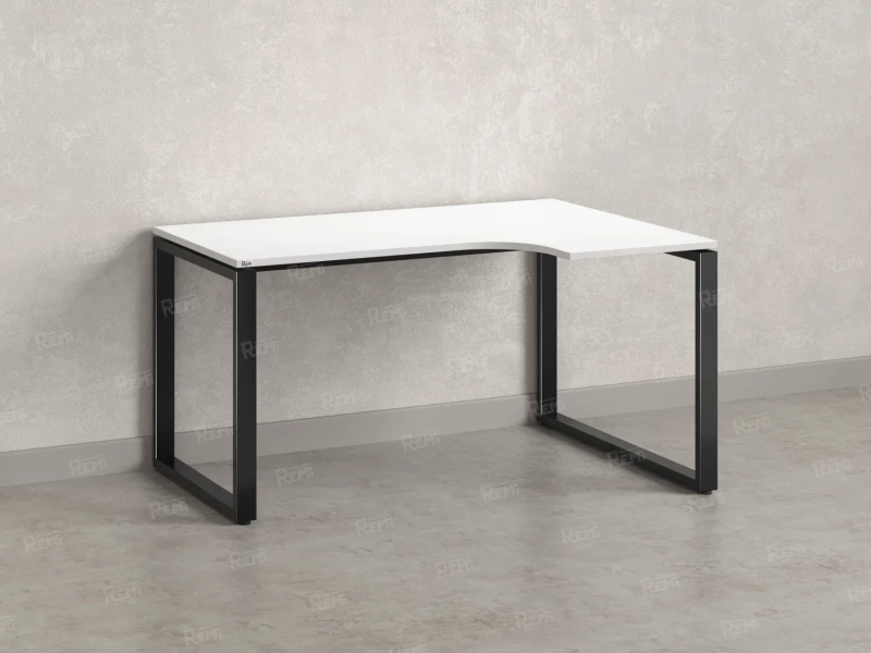 Стол угловой, О-опора, правый 1400x600/900x750, RM054-14x6-9 Белый/Черный
