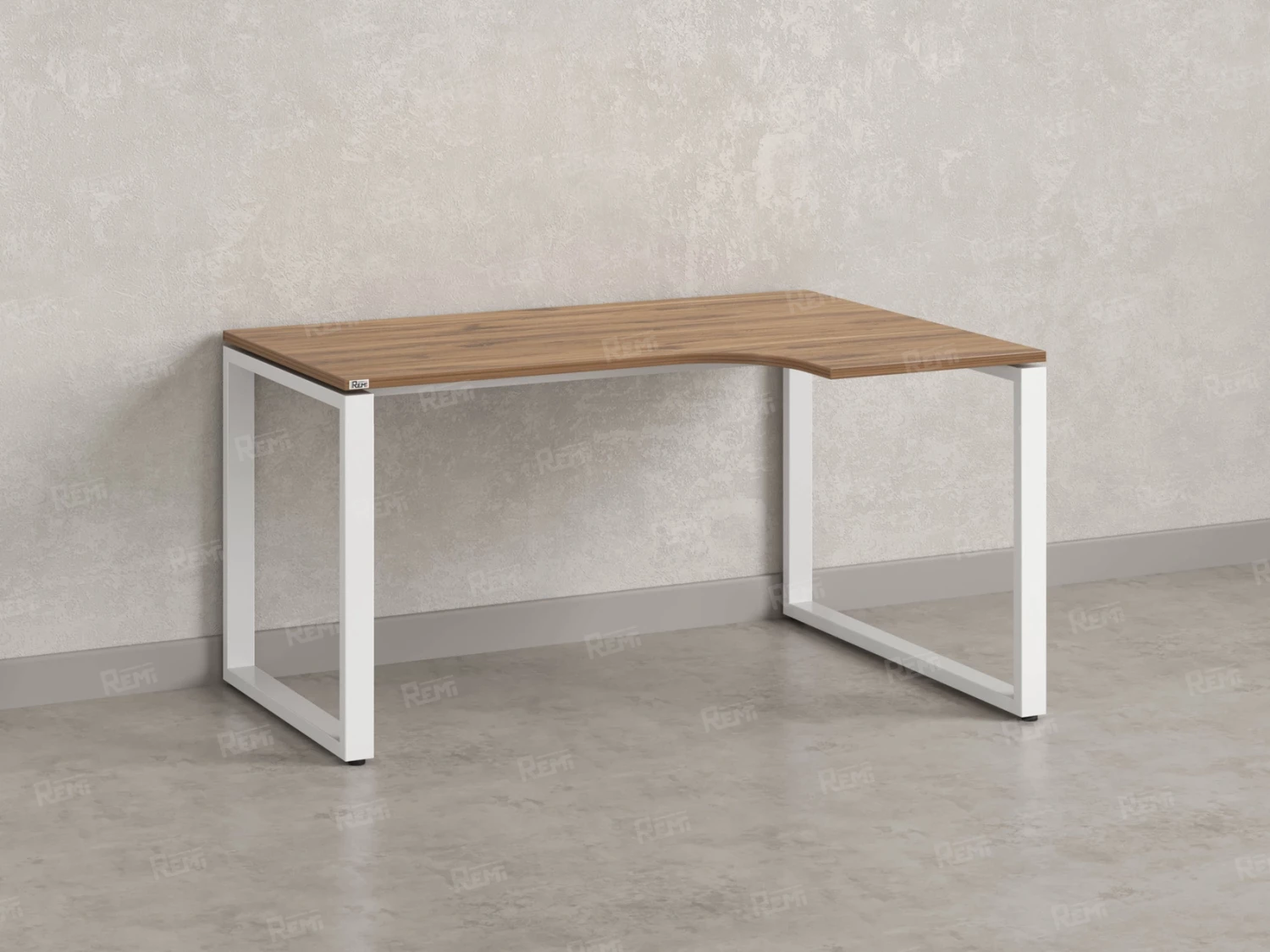 Стол угловой, О-опора, правый 1600x800/1000x750, RM054-16x8-10 Дуб Юстус/Белый