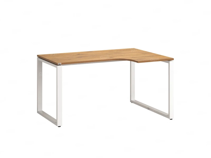 Стол угловой, О-опора, правый 1600x800/1000x750, RM054-16x8-10 Дуб Юстус/Белый