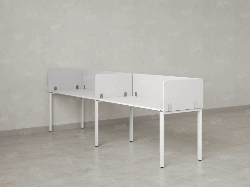 Бенч-система в 1 ряд, 2 рабочих места 5 тканевых экранов 2000x700x750 RM167-1-20x7 Белый/Белый