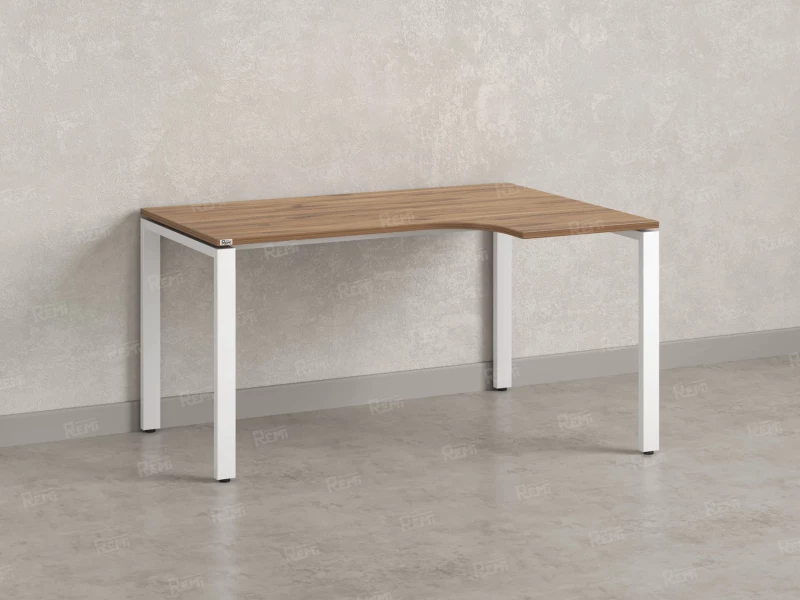 Стол угловой, П-опора, правый 1400x800/1000x750, RM052-14x8-10 Дуб Юстус/Белый