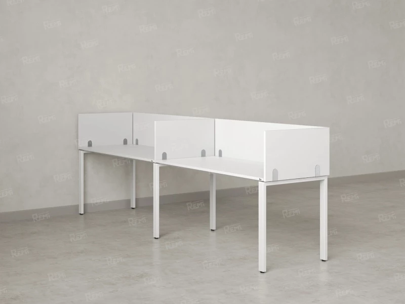 Бенч-система в 1 ряд, 2 рабочих места 5 ЛДСП экранов 2700x600x750 RM167-2-27x6 Белый/Белый