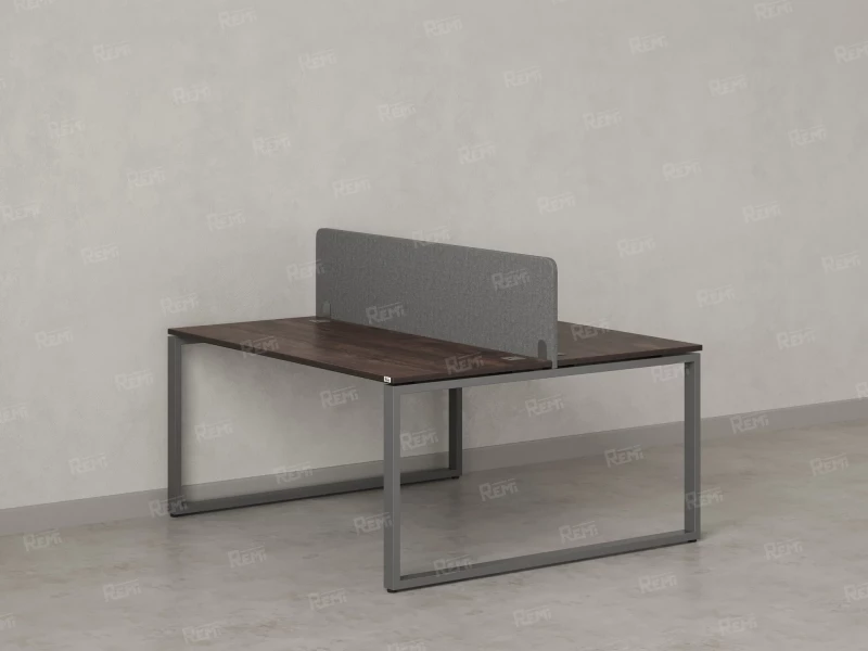 Бенч-система, 2 рабочих места, с одним тканевым экраном 1000x1200x750 RM169-1-10x12 Дуб Апрельский шоколад/Серый