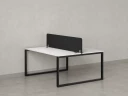 Бенч-система, 2 рабочих места, с одним тканевым экраном 1400x1400x750 RM169-1-14x14 Белый/Черный