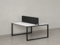 Бенч-система, 2 рабочих места, с одним тканевым экраном 1400x1400x750 RM169-1-14x14 Белый/Черный