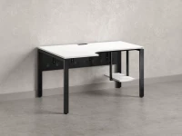 Стол угловой, экран металл, П-опора, левый 1400x600/900x750, RM059-14x6-9 Белый/Черный