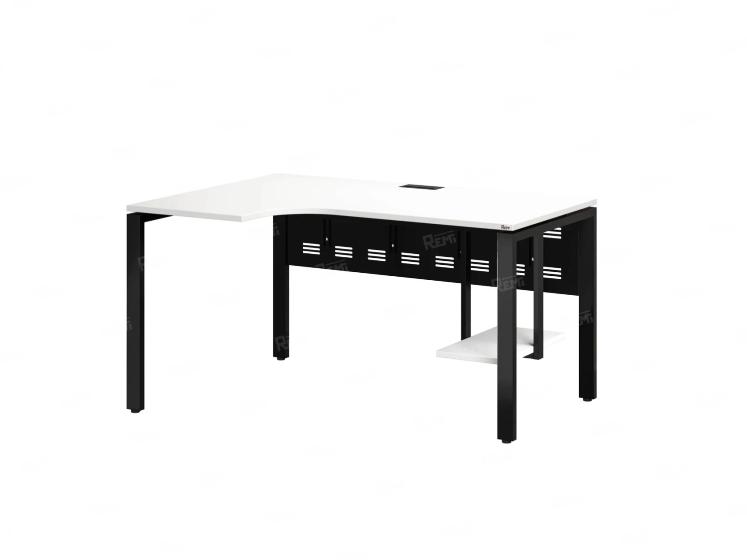 Стол угловой, экран металл, П-опора, левый 1400x600/900x750, RM059-14x6-9 Белый/Черный
