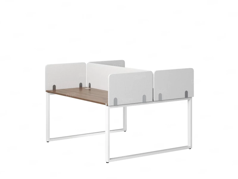 Бенч-система, 2 рабочих места, 5 тканевых экранов 1200x1200x750 RM169-3-12x12 Дуб Юстус/Белый