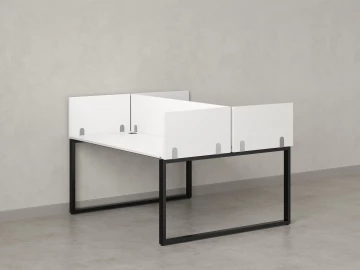 Бенч-система, 2 рабочих места, 5 ЛДСП экранов 1000x1600x750 RM169-4-10x16 Белый/Черный